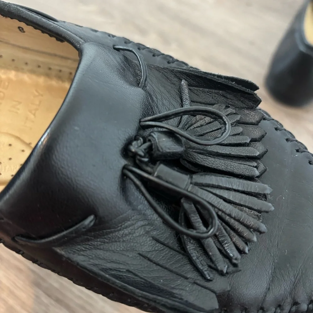 Men’s Santoni Vero Cuoio Italian Old Money Leather Slip On Loafers w/ Tassles